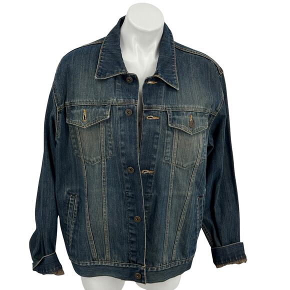 Old Navy Trucker VTG Denim Jacket L Women's Blue Y2K Streetwear Rustic Classic - Picture 1 of 8